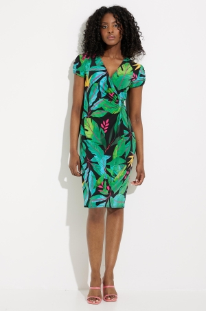 Joseph Ribkoff női ruha raffolt ujjú,elől átlapolt