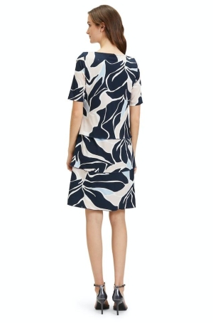 Betty Barclay női ruha,  leveles, kereknyakú, rövidujjú