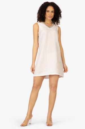 Apart női ruha len,ujjatlan,