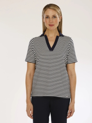 golléhaug női felső, rövidujjú, galléros, V-nyakú