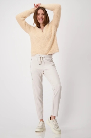 Monari női nadrág oldalt cipzáros,kötős derekú,sávoly