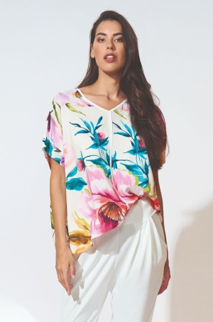 Eleonóra női felső, T-ujjú, V-nyakú