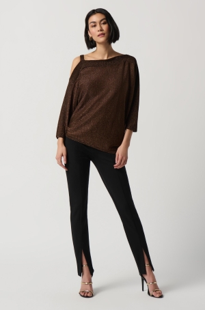Joseph Ribkoff női felső, 3/4-es denevérujjú, asszimetrikus, lurexes