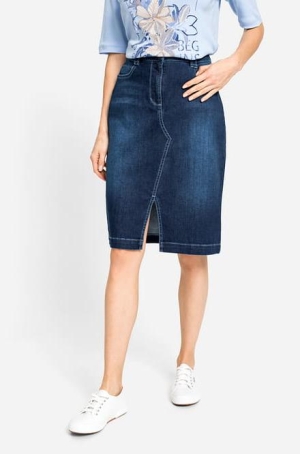 Olsen női szoknya farmer,egyenes,elől sliccelt