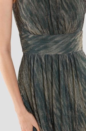 Swing női ruha, rövid, derékban húzott, lurex szállal átszőtt