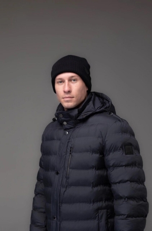 Pierre Cardin férfi kabát, 7/8-os, steppelt, kapucnis