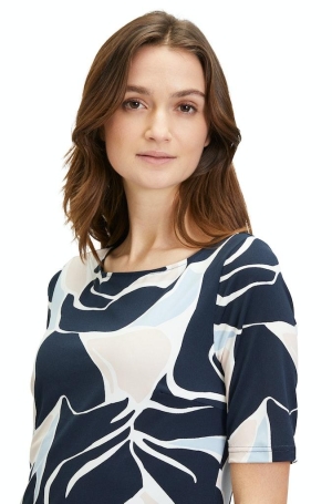 Betty Barclay női ruha,  leveles, kereknyakú, rövidujjú