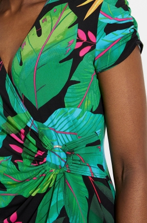 Joseph Ribkoff női ruha raffolt ujjú,elől átlapolt