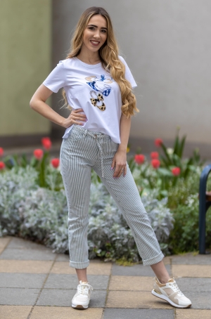 Léo & Ugo női felső kereknyakú rövidujjú,cipős