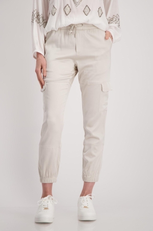 Monari női nadrág, szatén, oldalzsebes, szárán gumis