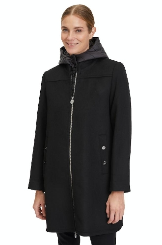 Kabát/dzseki - Betty Barclay női kabát, szövet, orkán betétes, kapucnis, oldalt kerekített-hasított